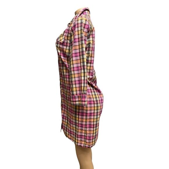 Theory Dinorah Plaid Cotton tunic Shirt Dress - Picture 2 of 5